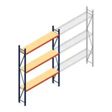 Grootvakstelling AR 3000x1850x400 mm (hxbxd) 3 niveaus blauw beginsectie