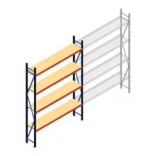 Grootvakstelling AR 3000x1850x400 mm (hxbxd) 4 niveaus blauw beginsectie