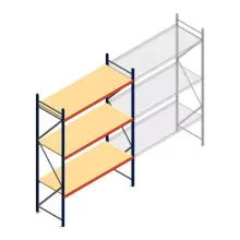 Grootvakstelling AR 3000x1850x800 mm (hxbxd) 3 niveaus blauw beginsectie