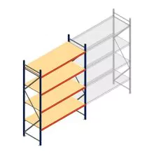 Grootvakstelling AR 3000x1850x800 mm (hxbxd) 4 niveaus blauw beginsectie