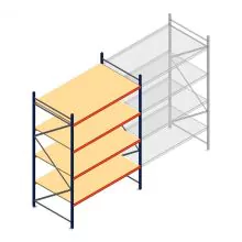 Grootvakstelling AR 3000x2010x1200 mm (hxbxd) 4 niveaus blauw beginsectie