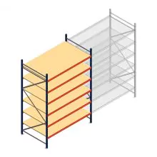 Grootvakstelling AR 3000x2010x1200 mm (hxbxd) 6 niveaus blauw beginsectie met voorgemonteerde frames