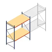 Grootvakstelling AR 3000x2700x1200 mm (hxbxd) 2 niveaus blauw beginsectie met voorgemonteerde frames