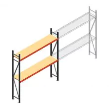 Grootvakstelling AR 2000x2010x400 mm (hxbxd) 2 niveaus antraciet beginsectie met voorgemonteerde frames