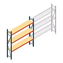 Grootvakstelling AR 2500x1850x400 mm (hxbxd) 3 niveaus blauw beginsectie