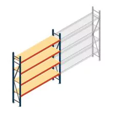 Grootvakstelling AR 2500x1850x400 mm (hxbxd) 4 niveaus blauw beginsectie