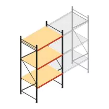 Grootvakstelling AR 3000x1610x1000 mm (hxbxd) 3 niveaus antraciet beginsectie met voorgemonteerde frames