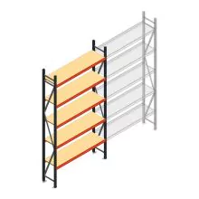 Grootvakstelling AR 3000x1610x400 mm (hxbxd) 5 niveaus antraciet beginsectie met voorgemonteerde frames