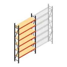 Grootvakstelling AR 3000x1610x400 mm (hxbxd) 6 niveaus antraciet beginsectie met voorgemonteerde frames