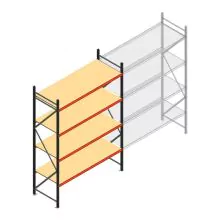 Grootvakstelling AR 3000x2010x800 mm (hxbxd) 4 niveaus antraciet beginsectie met voorgemonteerde frames