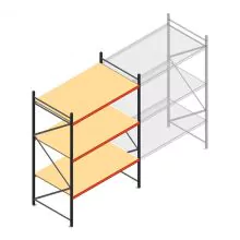 Grootvakstelling AR 3000x2250x1200 mm (hxbxd) 3 niveaus antraciet beginsectie met voorgemonteerde frames