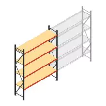 Grootvakstelling AR 3000x2700x600 mm (hxbxd) 4 niveaus antraciet beginsectie met voorgemonteerde frames