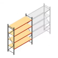 Grootvakstelling AR 3000x2700x800 mm (hxbxd) 4 niveaus antraciet beginsectie met voorgemonteerde frames