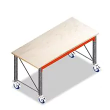 Mobiele werkbank, werktafel op wielen enkellaags 2150x950x940 mm (lxdxh) frames voorgemonteerd