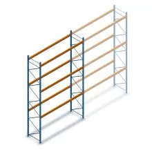 Gebruikte JH MPB palletstelling 3850x3600x1100 mm (hxbxd) 3 niveaus beginsectie