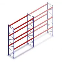 Gebruikte Mecalux palletstelling 6000x3600x1100 mm (hxbxd) 3 niveaus beginsectie