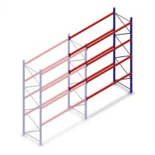 Gebruikte SLP palletstelling 4650x2700x1000 mm (hxbxd) 4 niveaus aanbouwsectie