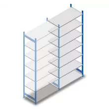 Gebruikte Dexion Impex legbordstelling 2435x1000x460 mm (hxbxd) 7 niveaus aanbouwsectie