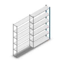 Legbordstelling Medium Duty 2200x1300x300mm (hxbxd) 6 niveaus blauw aanbouwsectie