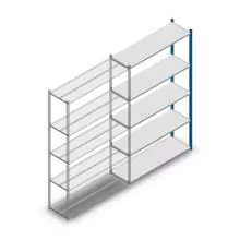 Legbordstelling Medium Duty 2200x1300x400mm (hxbxd) 5 niveaus blauw aanbouwsectie