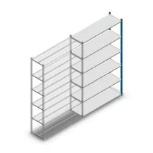Legbordstelling Medium Duty 2200x1300x400mm (hxbxd) 6 niveaus blauw aanbouwsectie