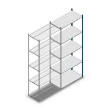 Legbordstelling Medium Duty 2500x1000x500mm (hxbxd) 5 niveaus blauw aanbouwsectie