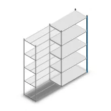 Legbordstelling Medium Duty 2500x1300x600mm (hxbxd) 5 niveaus blauw aanbouwsectie
