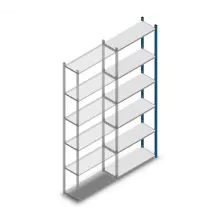 Legbordstelling Medium Duty 2500x850x300mm (hxbxd) 6 niveaus blauw aanbouwsectie