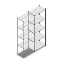Legbordstelling Medium Duty 2500x850x500mm (hxbxd) 5 niveaus blauw aanbouwsectie