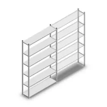 Legbordstelling Medium Duty 2200x1300x300mm (hxbxd) 6 niveaus verzinkt beginsectie
