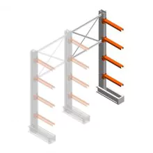 Medium draagarmstelling IT enkelzijdig 2455x1200x600 mm (hxbxd) 3 niveaus aanbouwsectie