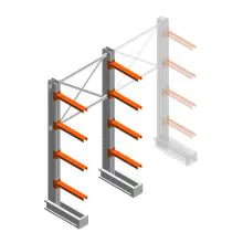 Medium draagarmstelling IT enkelzijdig 2455x1200x600 mm (hxbxd) 4 niveaus beginsectie