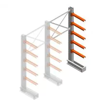 Medium draagarmstelling IT enkelzijdig 2455x1200x600 mm (hxbxd) 5 niveaus aanbouwsectie