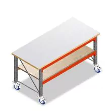 Mobiele werkbank, werktafel op wielen dubbellaags 1850x1000x940 mm (lxdxh) frames niet voorgemonteerd