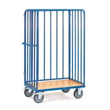 Pakketwagen, transportwagen 1000x600x1800 mm (lxbxh) 600 kg met 3 wanden met spijlen