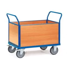 Plateauwagen, transportwagen 500 kg met 4 houten wanden 850x500
