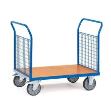 Plateauwagen, transportwagen 600 kg met 2 gaaswanden 1000x600