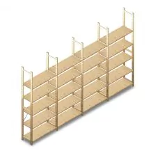 Voordeelrij houten legbordstelling BT Combi 2380x4030x370 mm (hxbxd) 5 niveaus