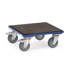 Rolplateau 400 kg 500x500 met houten platform en geribbelde rubbermat