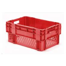 Stapelbare, nestbare transportkrat DTK1 600x400x270 mm (lxbxh) rood