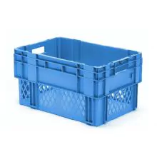 Stapelbare, nestbare transportkrat DTK1 600x400x320 mm (lxbxh) blauw