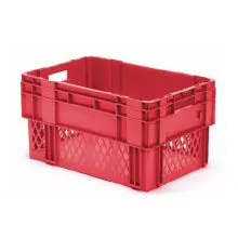 Stapelbare, nestbare transportkrat DTK1 600x400x320 mm (lxbxh) rood