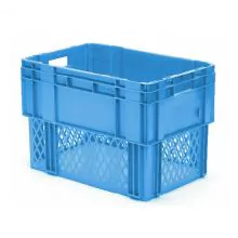 Stapelbare, nestbare transportkrat DTK1 600x400x420 mm (lxbxh) blauw