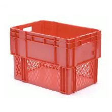 Stapelbare, nestbare transportkrat DTK1 600x400x420 mm (lxbxh) rood