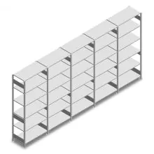Voordeelrij gebruikte Heavy Duty legbordstelling 2500x5180x400 mm (hxbxd) 6 niveaus 150 kg