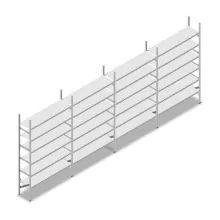 Voordeelrij gebruikte legbordstelling Metalsistem 1975x4950x400 mm (hxbxd) 6 niveaus