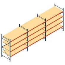 Voordeelrij grootvakstelling AR 2250x5758x1000 mm (hxbxd) 4 niveaus blauw