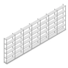 Voordeelrij legbordstelling Medium Duty 3000x7000x300 mm (hxbxd) 6 niveaus verzinkt