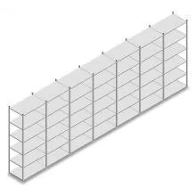 Voordeelrij legbordstelling Medium Duty 3000x7000x600 mm (hxbxd) 6 niveaus verzinkt