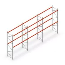 Voordeelrij palletstelling AR T2 3500x8420x1100 mm (hxbxd) 2 niveaus 1820kg/niv met voorgemonteerde frames